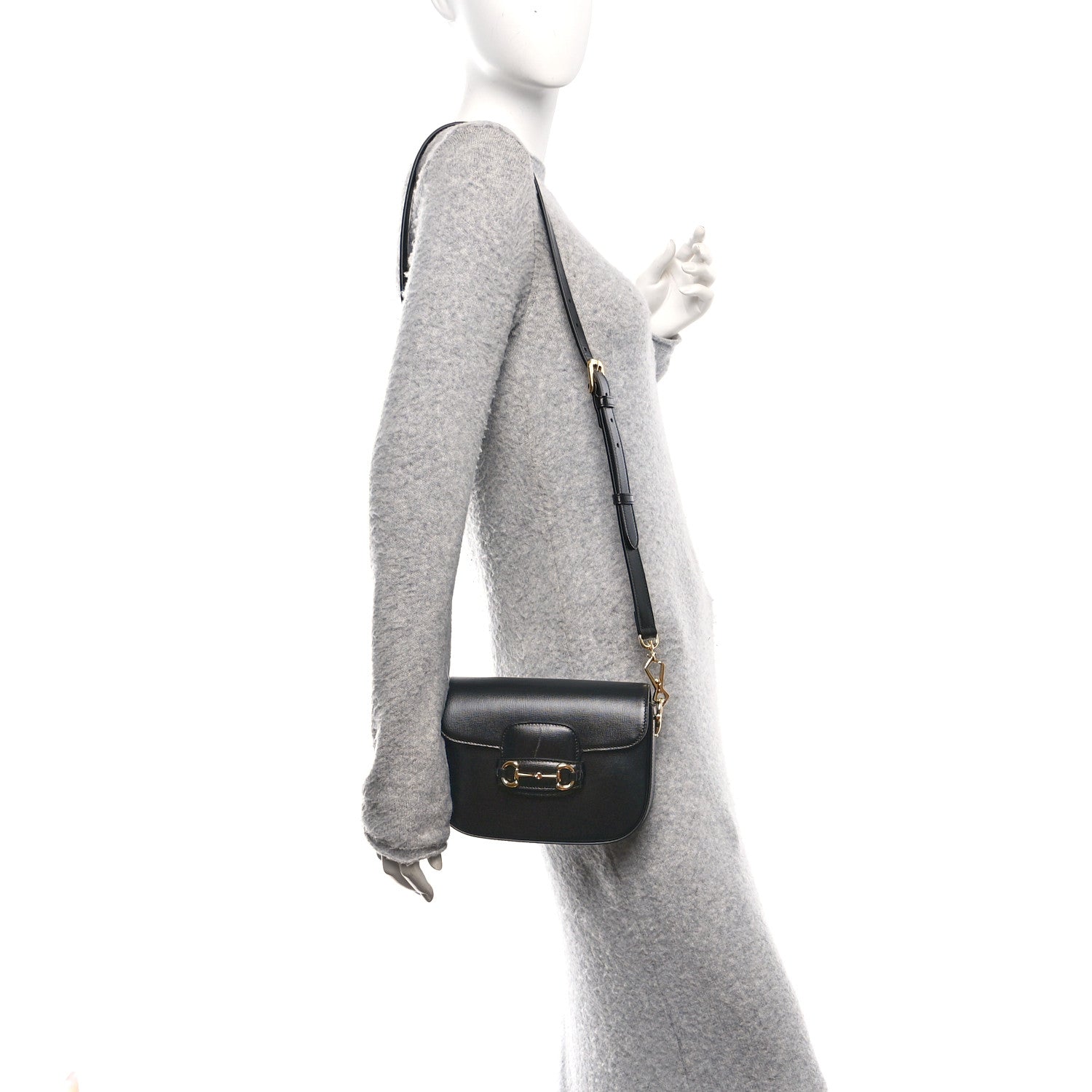 Gucci Azalea Calfskin Web Mini Horsebit 1955 Shoulder Bag Black 2 of 11