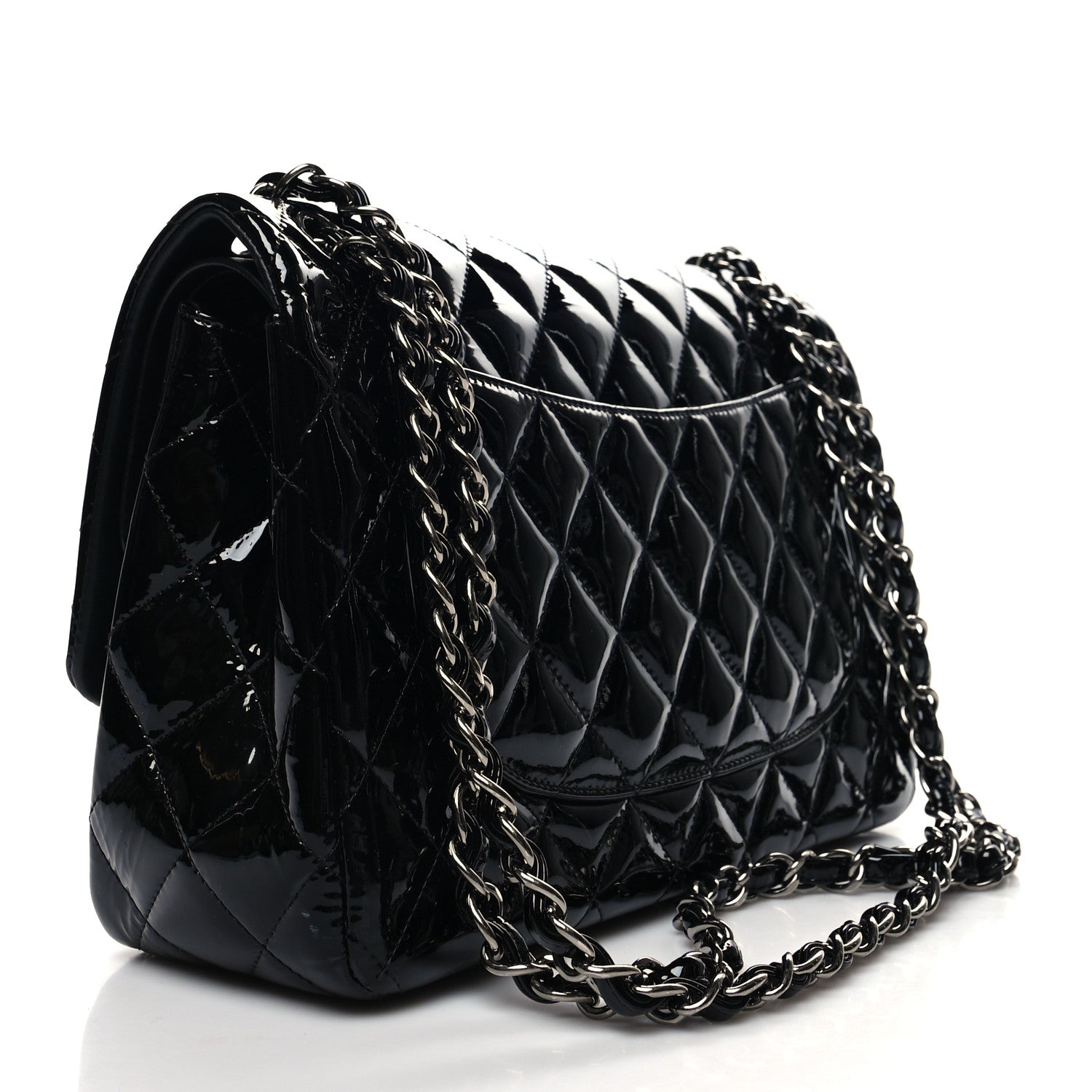 Chanel Patent Quilted Jumbo Double Flap Black 3 of 11
