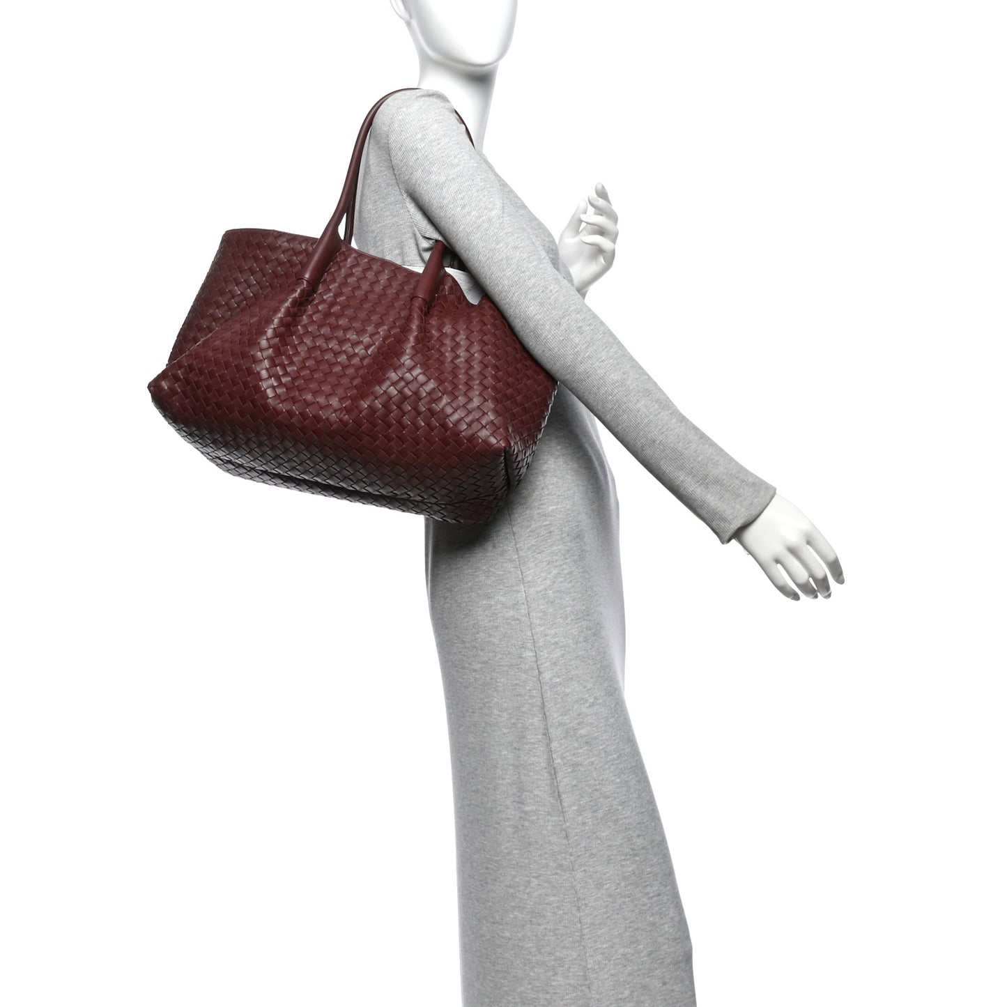 Calfskin Intrecciato Pinacoteca Reversible Tote Madder Brown Lunar