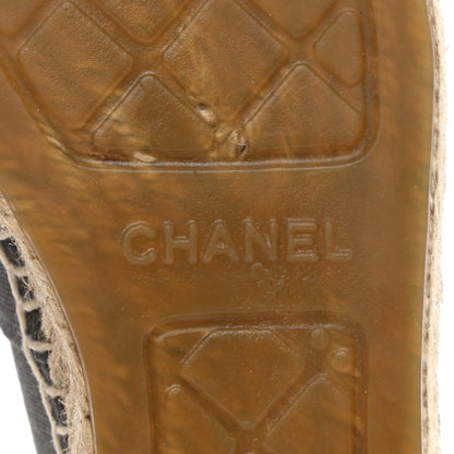 Chanel Canvas Grosgrain CC Espadrilles 38 Grey Black 7 of 10