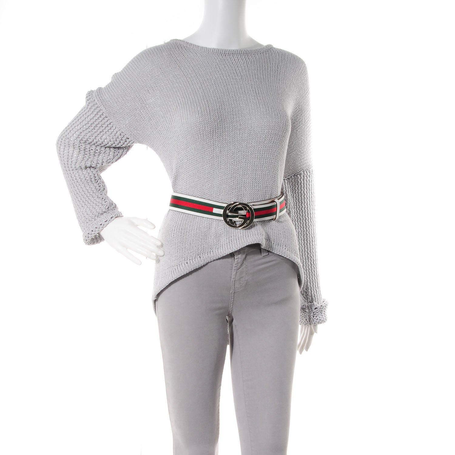 Gucci Leather Web GG Belt 100 40 White 2 of 6