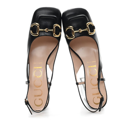 Gucci Malaga Kid Horsebit 75mm Slingback Pumps 39.5 Black 2 of 9