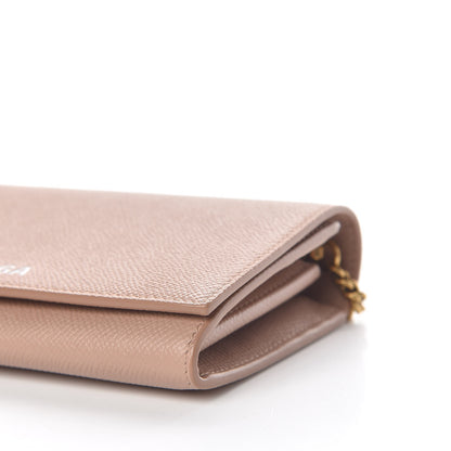 Balenciaga Signature Grained Calfskin Logo Ville Continental Wallet on Chain Beige 9 of 11