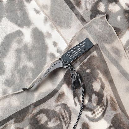 Alexander McQueen Silk Chiffon Animalier Skull Scarf Off White Dark Brown 4 of 4