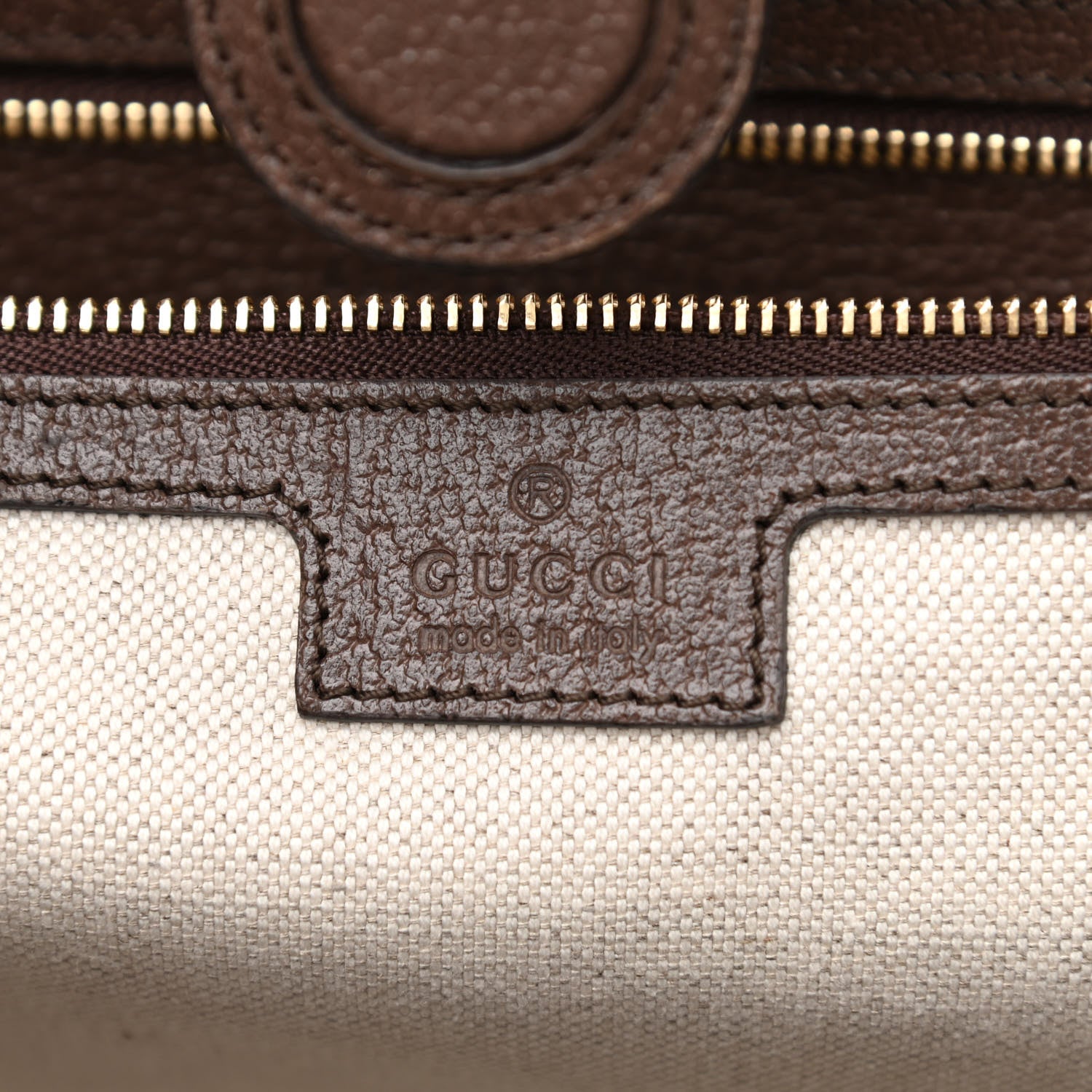 Gucci Monogram Jumbo GG Textured Dollar Calfskin Web Medium Ophidia Shopping Tote Camel Ebony 6 of 10