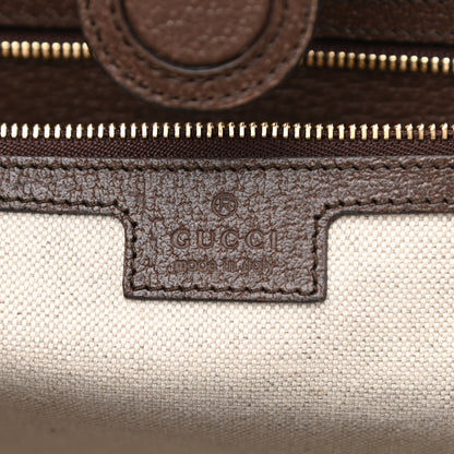 Gucci Monogram Jumbo GG Textured Dollar Calfskin Web Medium Ophidia Shopping Tote Camel Ebony 6 of 10