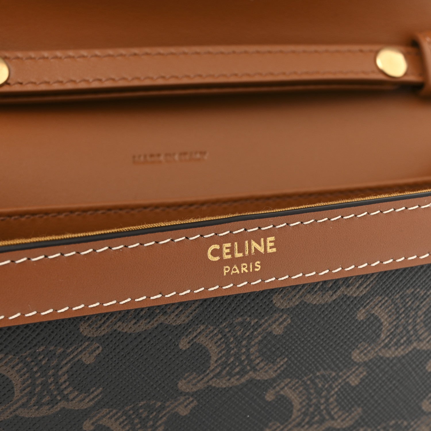 Celine Triomphe Canvas Calfskin Margo Wallet on Chain Tan 6 of 10