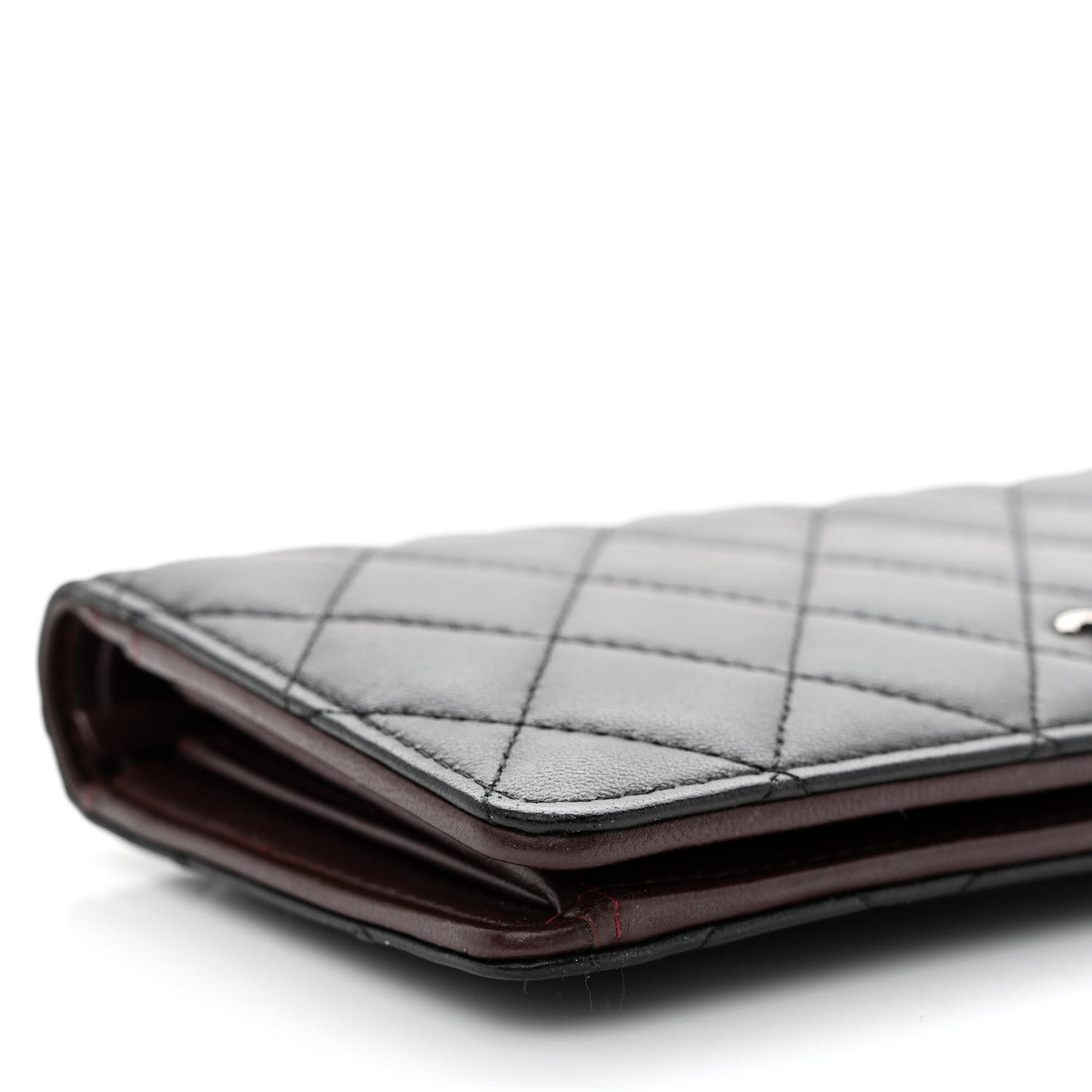 Lambskin Quilted Yen Wallet Black