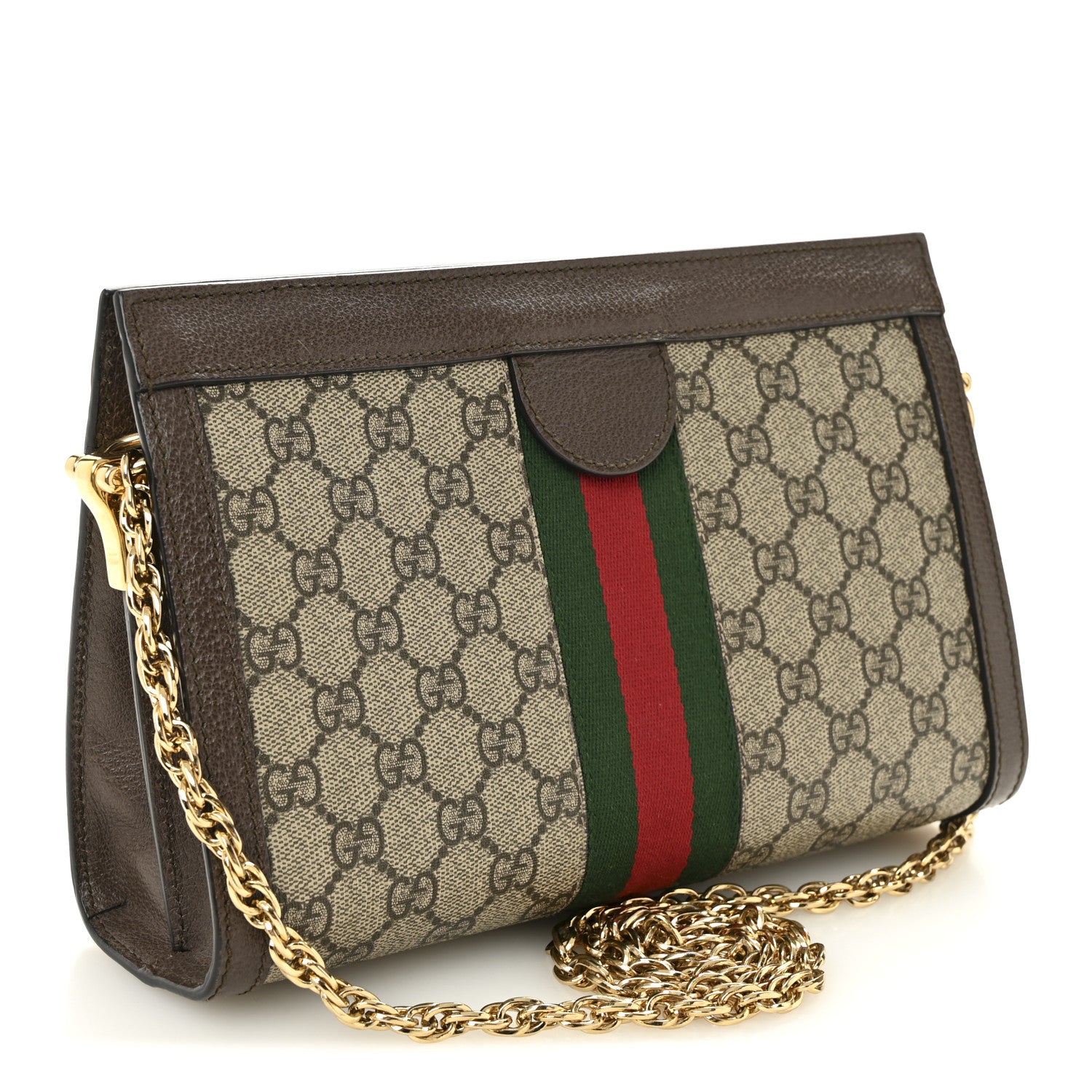 Gucci GG Supreme Monogram Web Small Ophidia Chain Shoulder Bag Brown 3 of 10