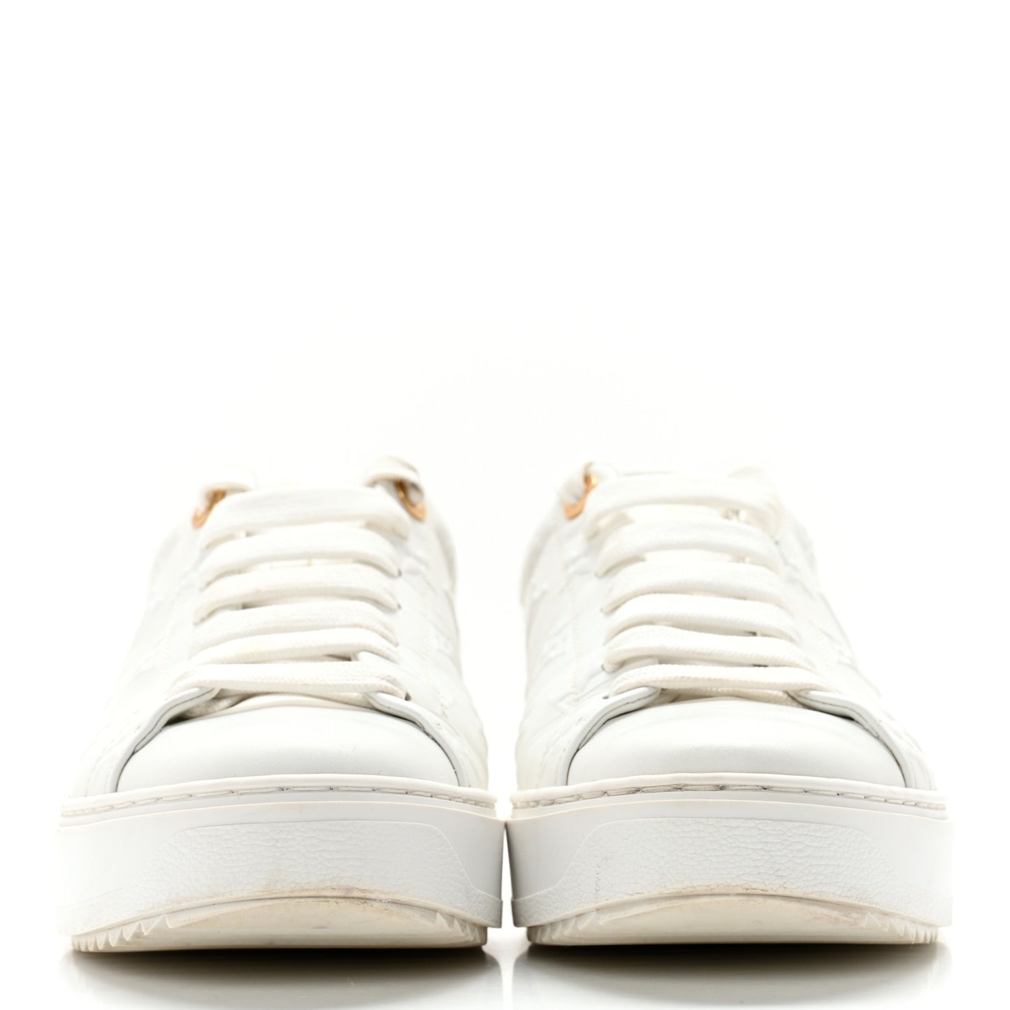 Calfskin Monogram Debossed Time Out Sneakers 38 White