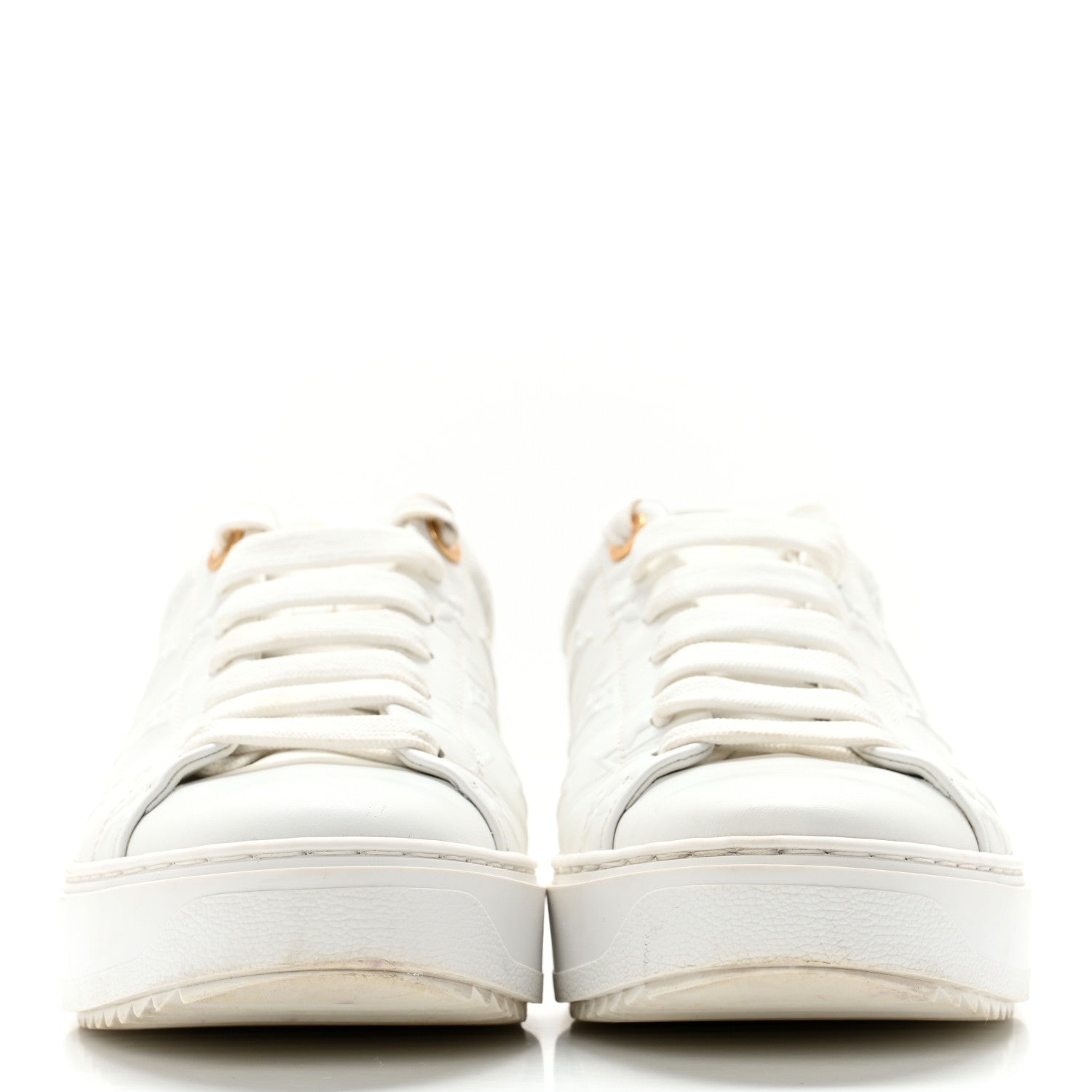Louis Vuitton Calfskin Monogram Debossed Time Out Sneakers 38 White 2 of 14