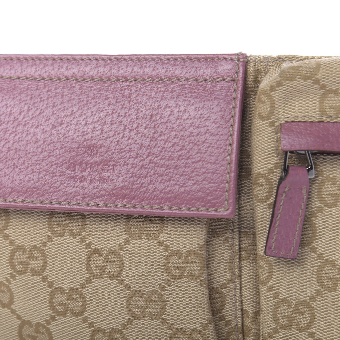 GG Monogram Web Double Pocket Belt Bag Pink