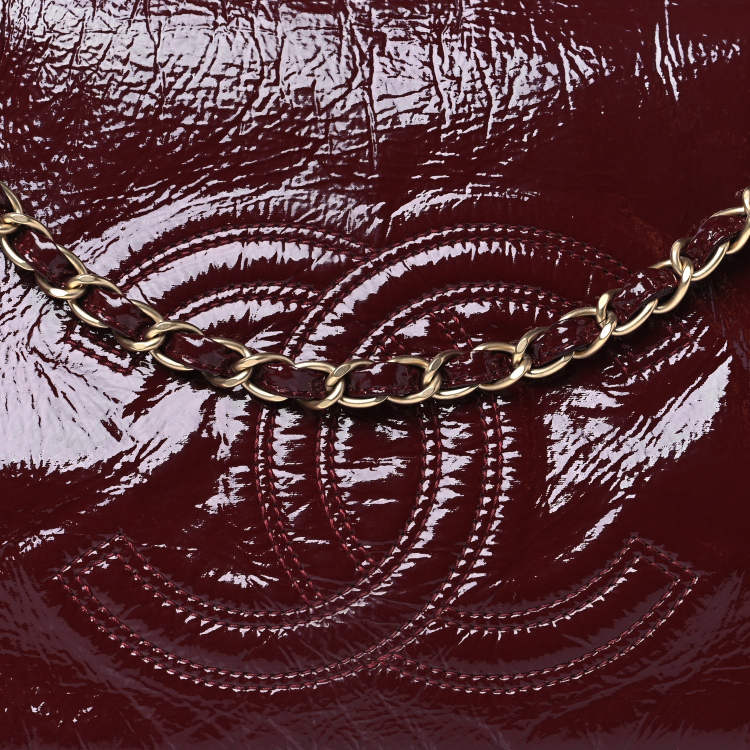 Chanel Vinyl Rock and Chain Medium Flap Bordeaux 8 of 11