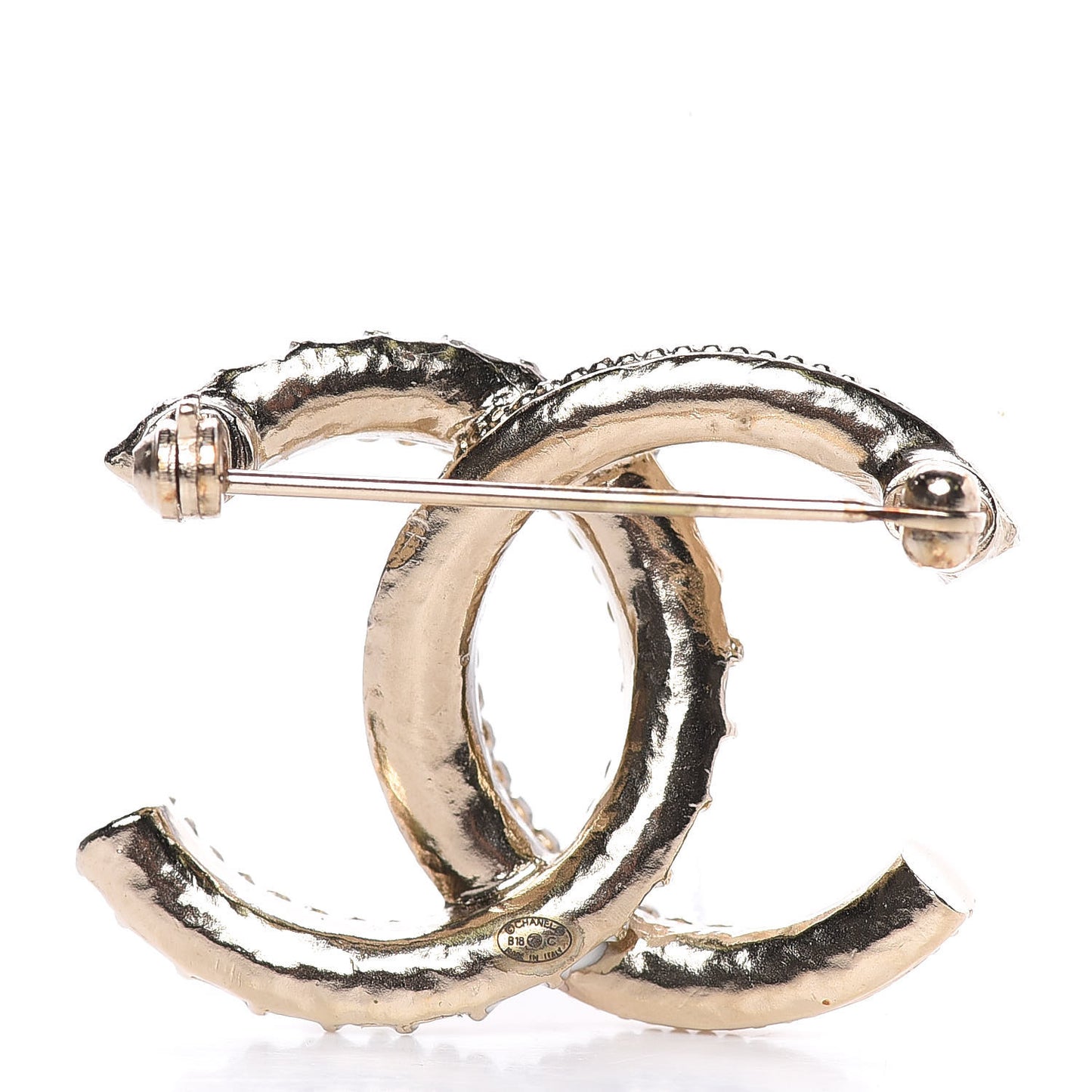 Enamel CC Brooch Gold White Pink