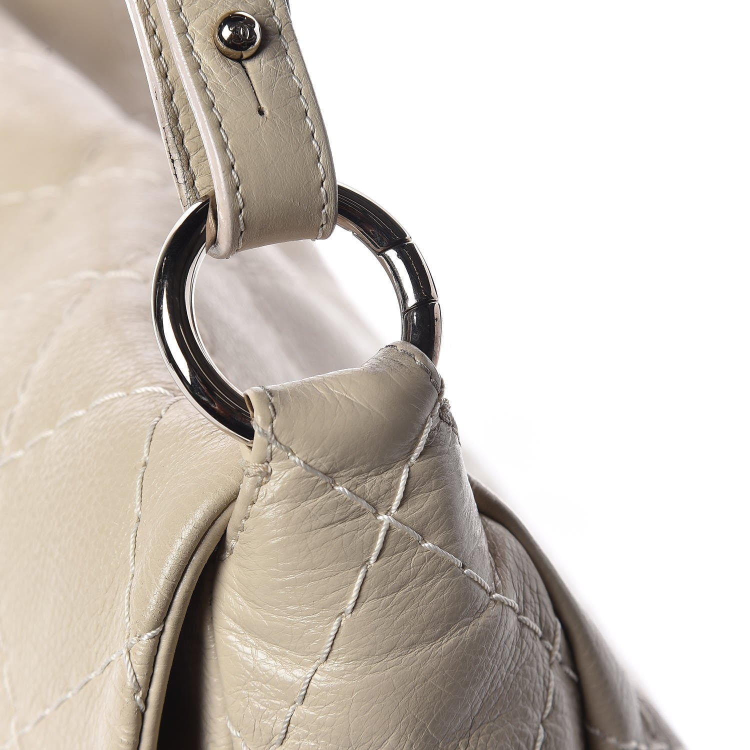 Chanel Glazed Calfskin XL On The Road Flap Ivory 12 of 13