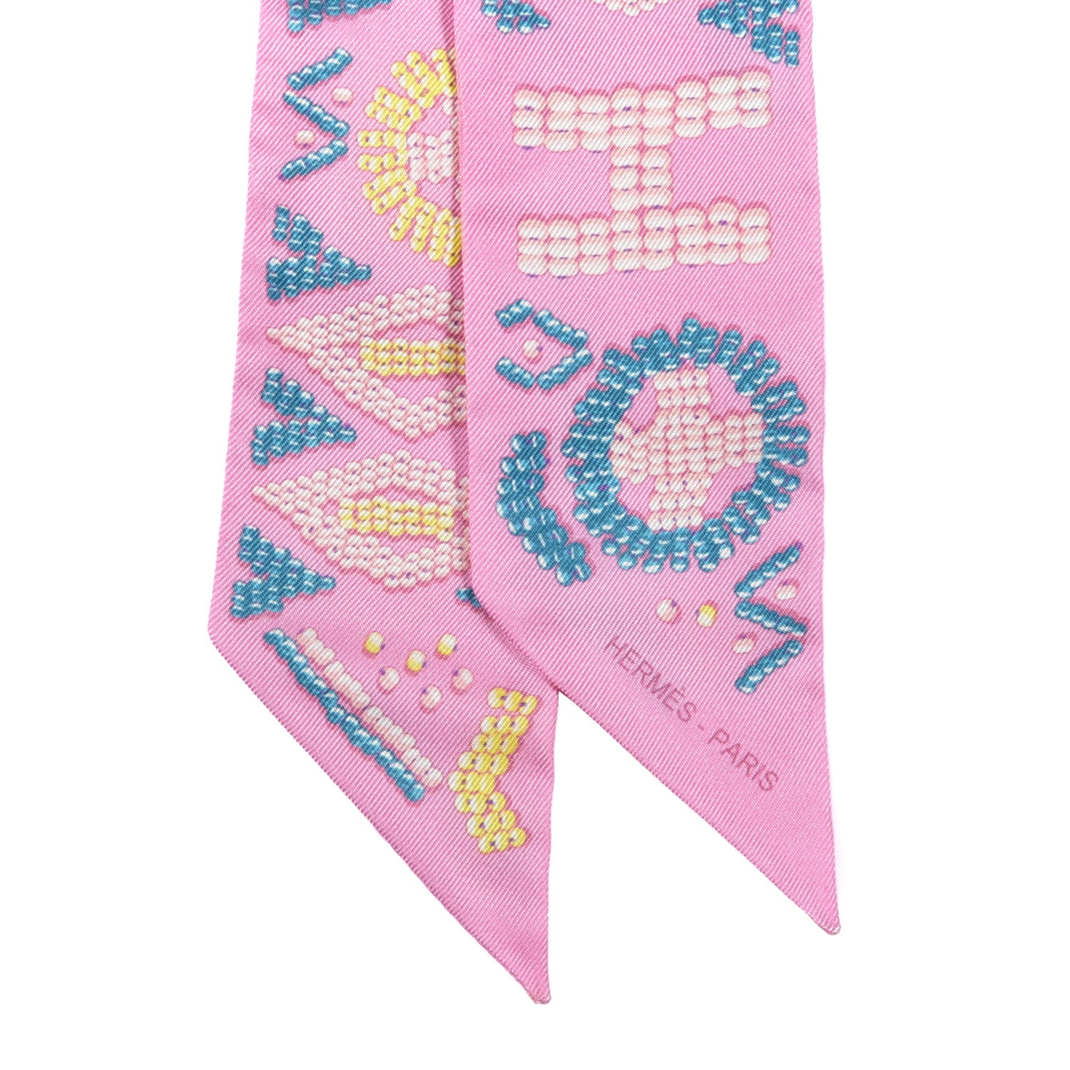 Hermes Silk Kelly En Perles Twilly Rose Bonbon Canard 2 of 3