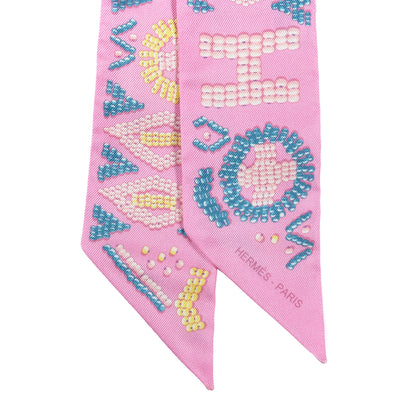 Hermes Silk Kelly En Perles Twilly Rose Bonbon Canard 2 of 3