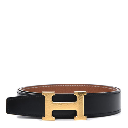 Hermes Box Togo 32mm Martelee H Belt 85 Black Gold 1 of 4