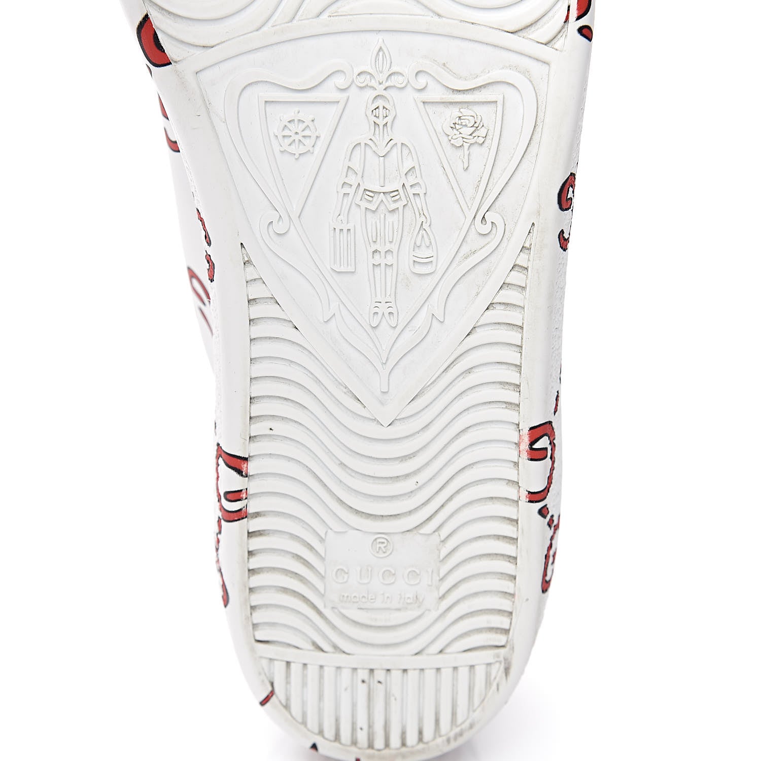 Gucci Calfskin GucciGhost Print Womens Ace Sneakers 37 White Hibiscus Red 8 of 15