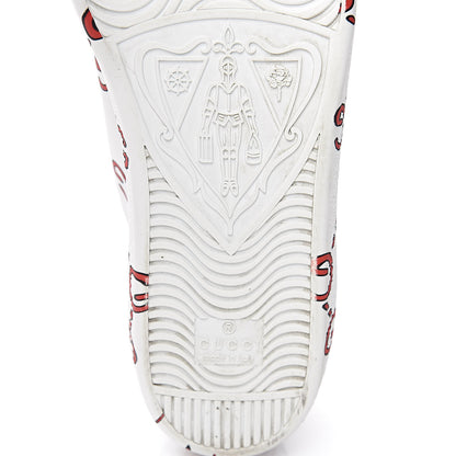Gucci Calfskin GucciGhost Print Womens Ace Sneakers 37 White Hibiscus Red 8 of 15