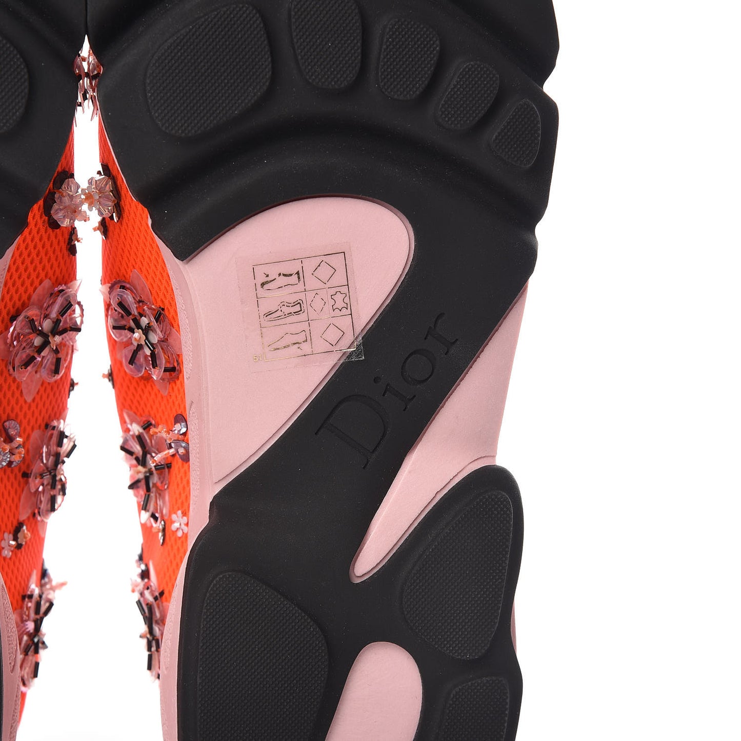 Technical Canvas Embellished Dior Fusion Sneakers 40 Orange Fluo
