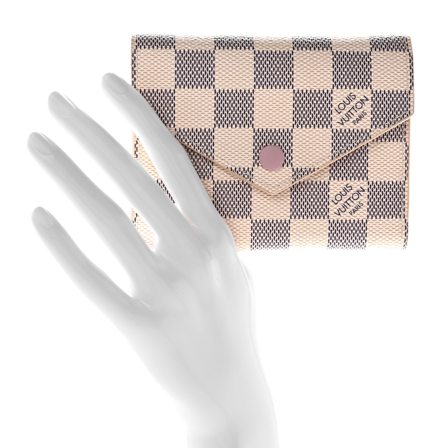 Louis Vuitton Damier Azur Victorine Wallet Rose Ballerine 2 of 5