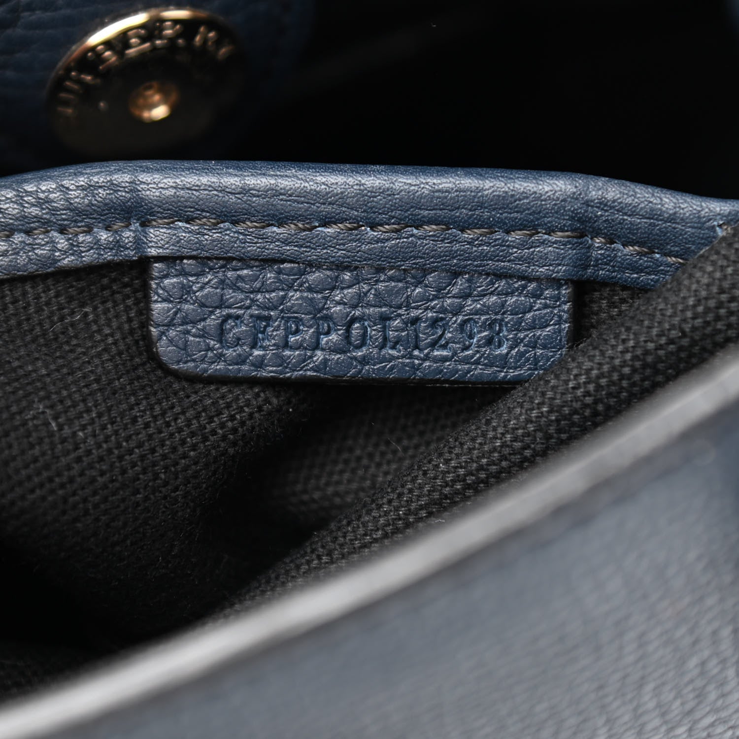 Burberry Grainy Calfskin House Check Baby Banner Tote Ink Blue 7 of 9