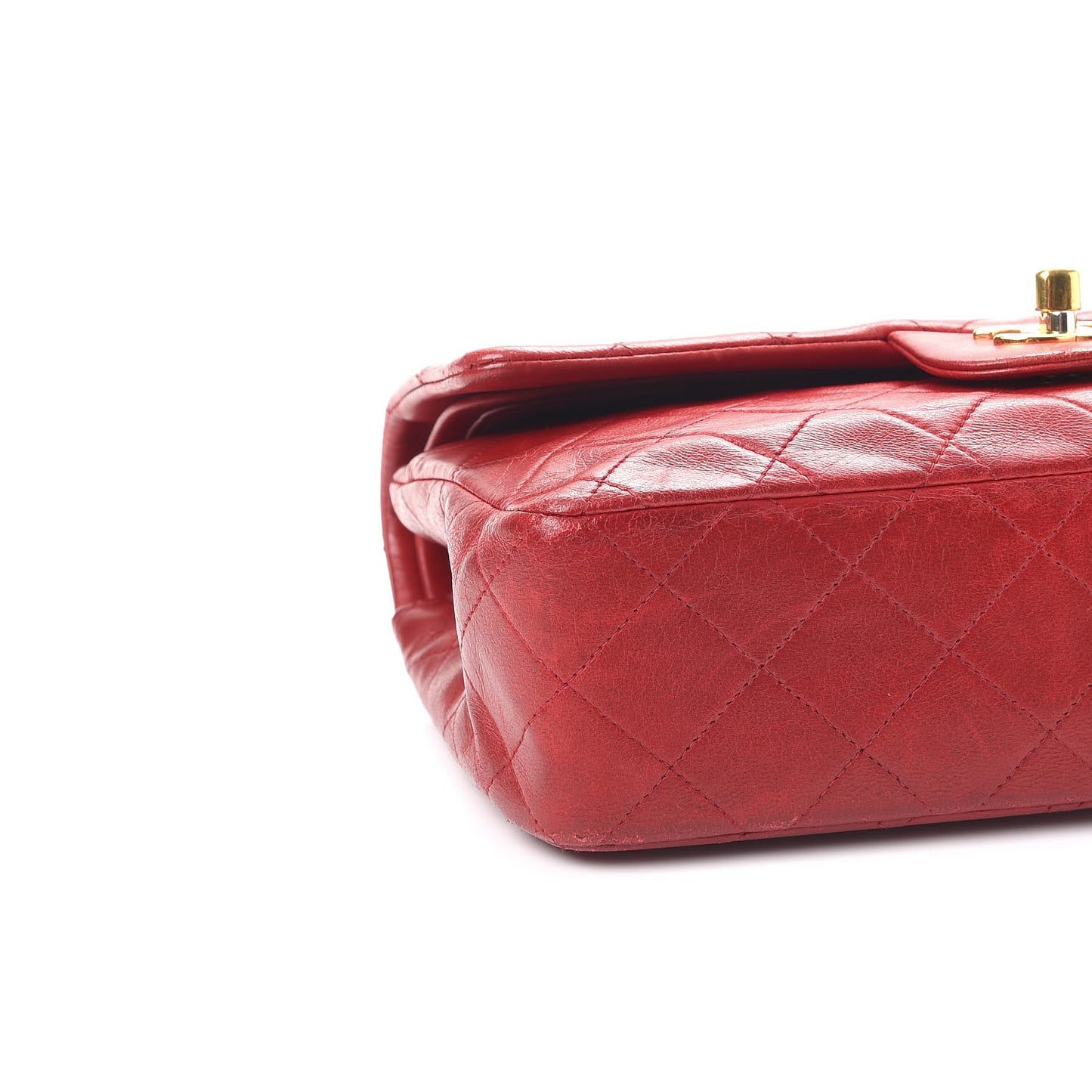 Lambskin Quilted Small Double Flap Red