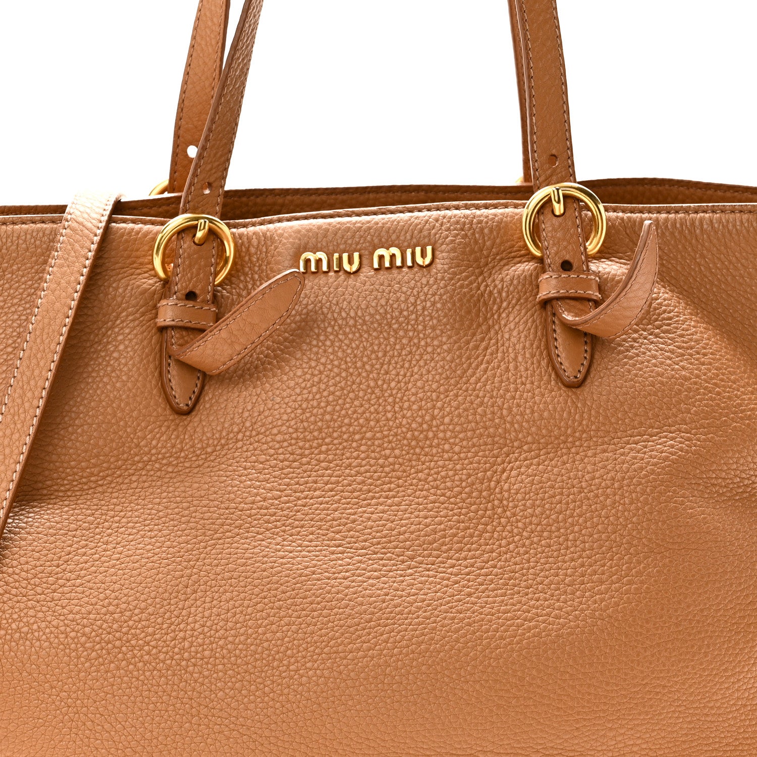 Miu Miu Vitello Daino Tote Naturale 7 of 9