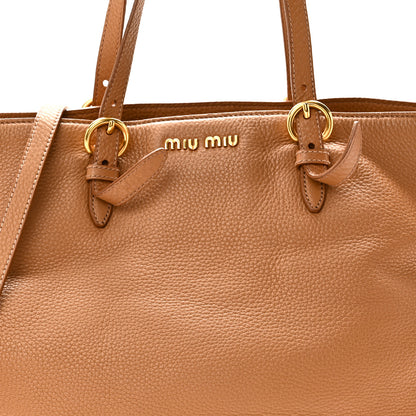 Miu Miu Vitello Daino Tote Naturale 7 of 9
