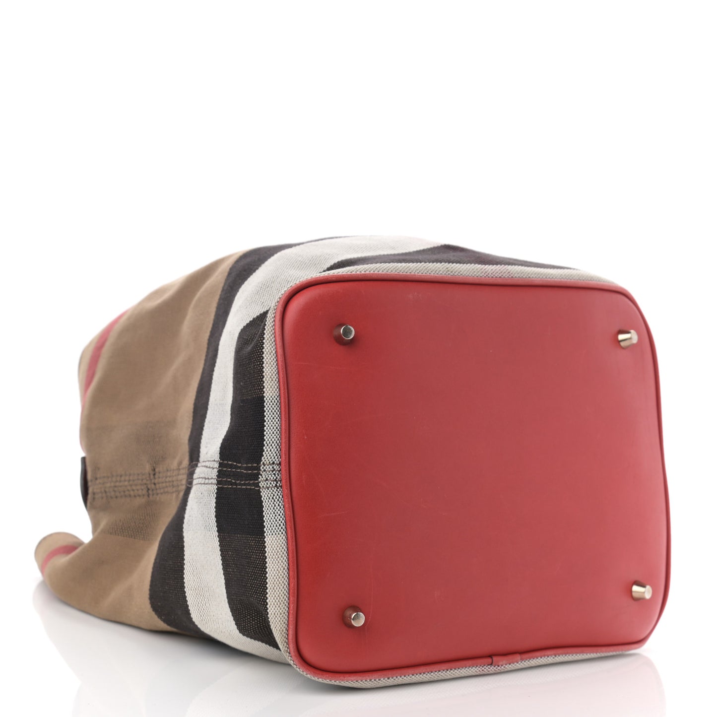 Canvas Mega Check Medium Ashby Bucket Bag Red