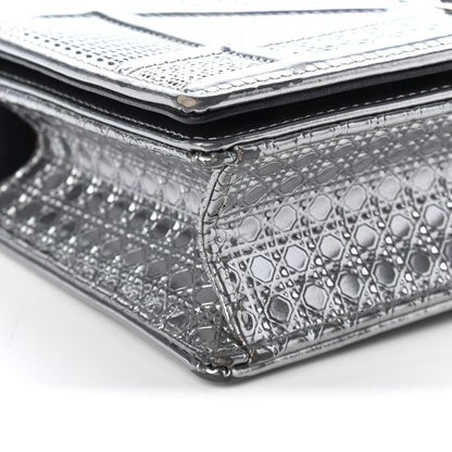 Christian Dior Metallic Patent Micro-Cannage Mini Diorama Flap Bag Silver 6 of 9