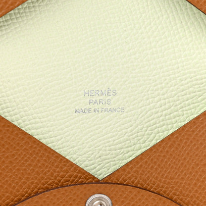 Hermes Epsom Verso Calvi Card Case Gold Vert Fizz 6 of 8