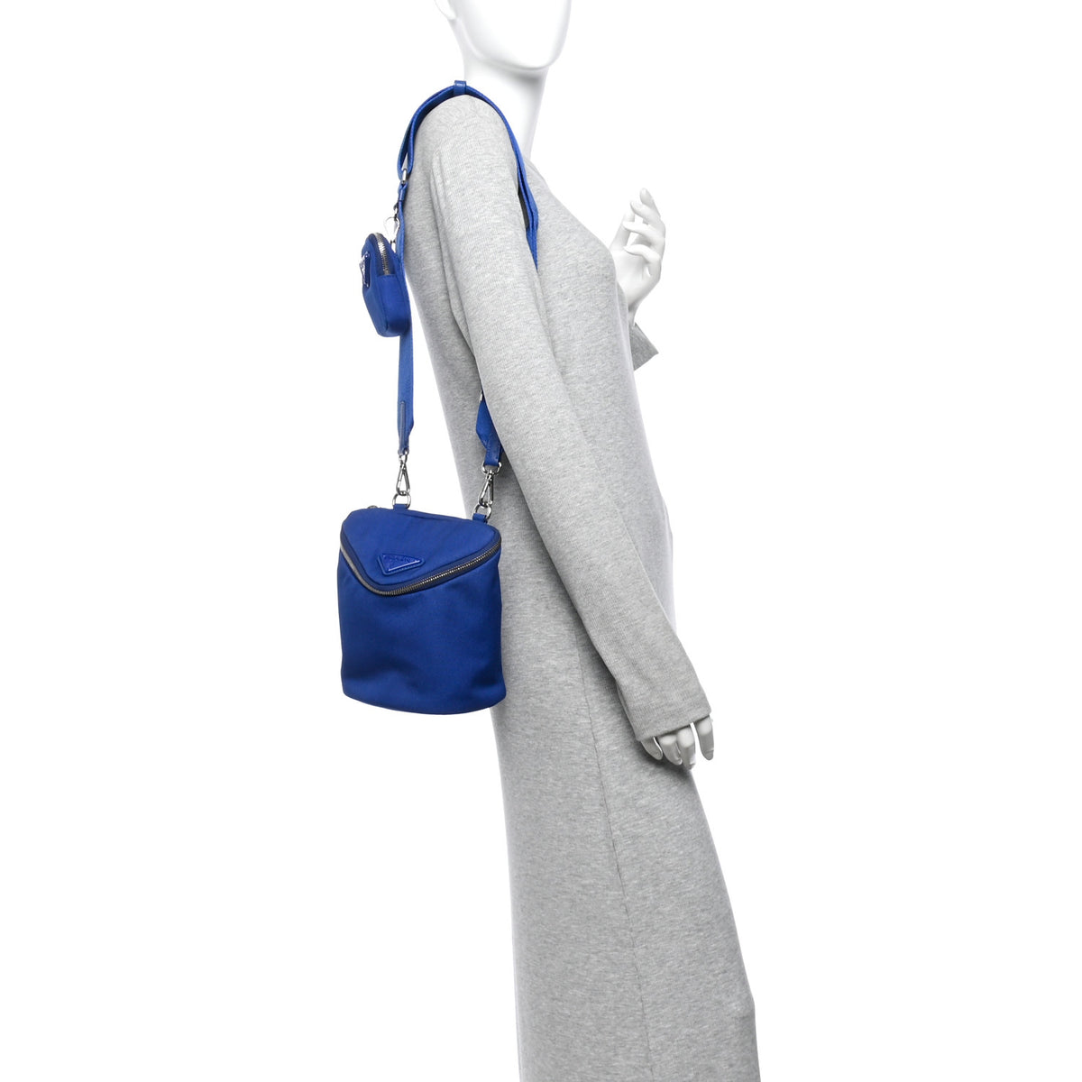 Prada Canvas Triangle Crossbody Bag Blue 2 of 9