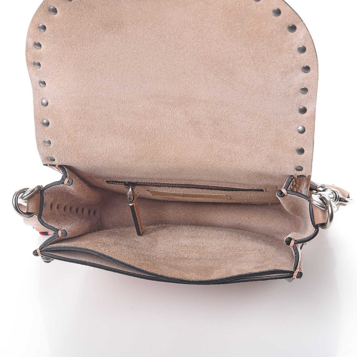Valentino Garavani Grained Calfskin Onyx Guitar Strap Rockstud Rolling Shoulder Flap Messenger Bag Soft Noisette 5 of 9
