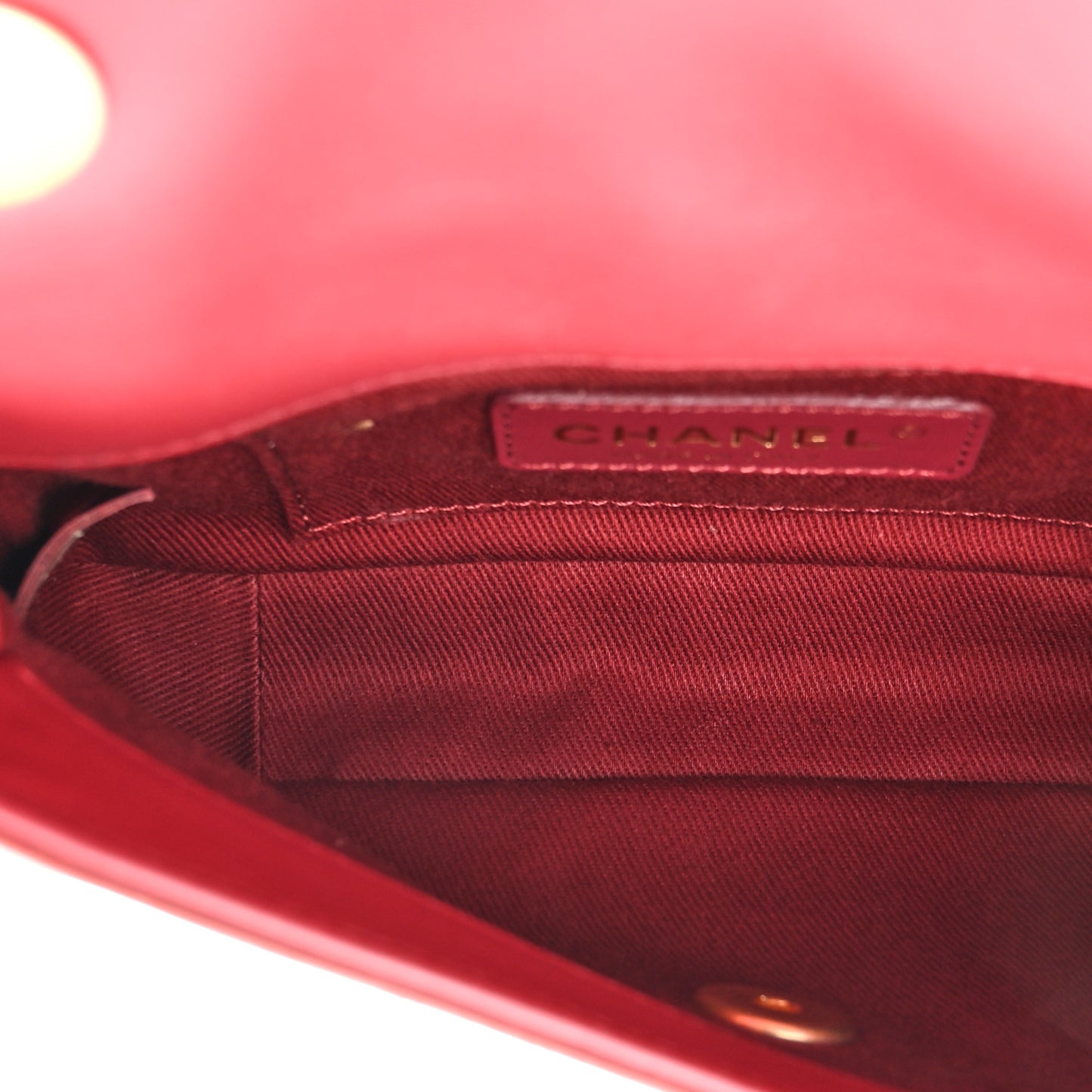 Calfskin Stitched Flap Red
