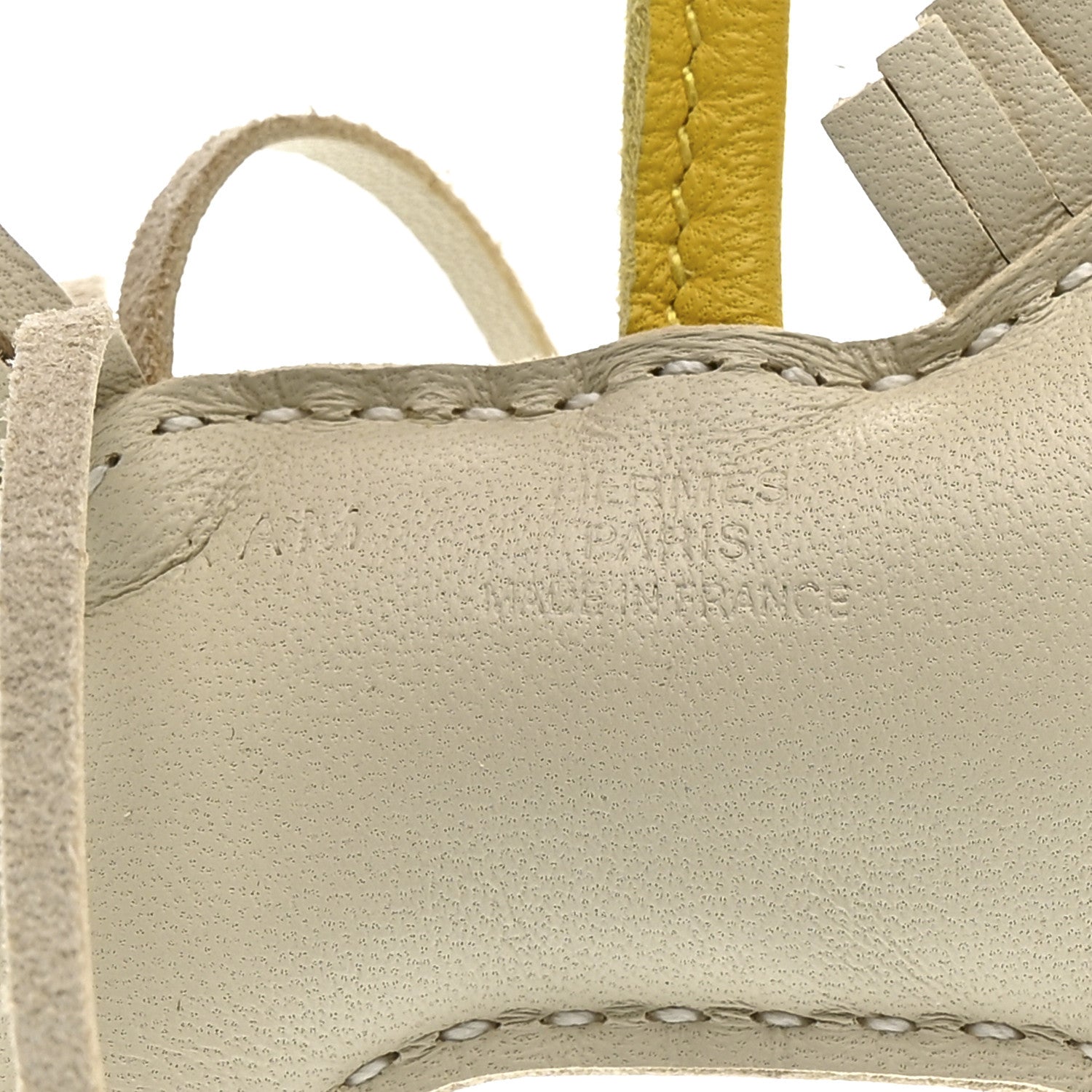 Hermes Milo Lambskin Grigri Rodeo Robeo 24 Bag Charm PM Craie Terre Jaune De Naples 3 of 4