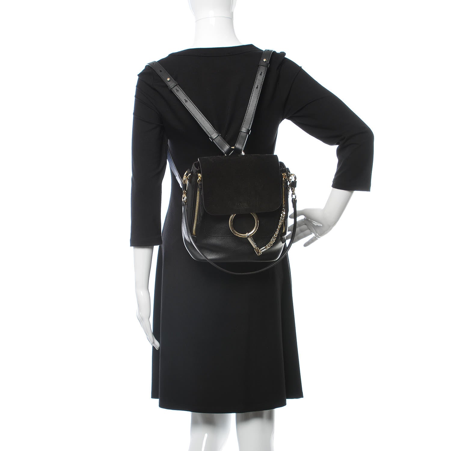 Chloe Suede Calfskin Small Faye Backpack Black 2 of 8