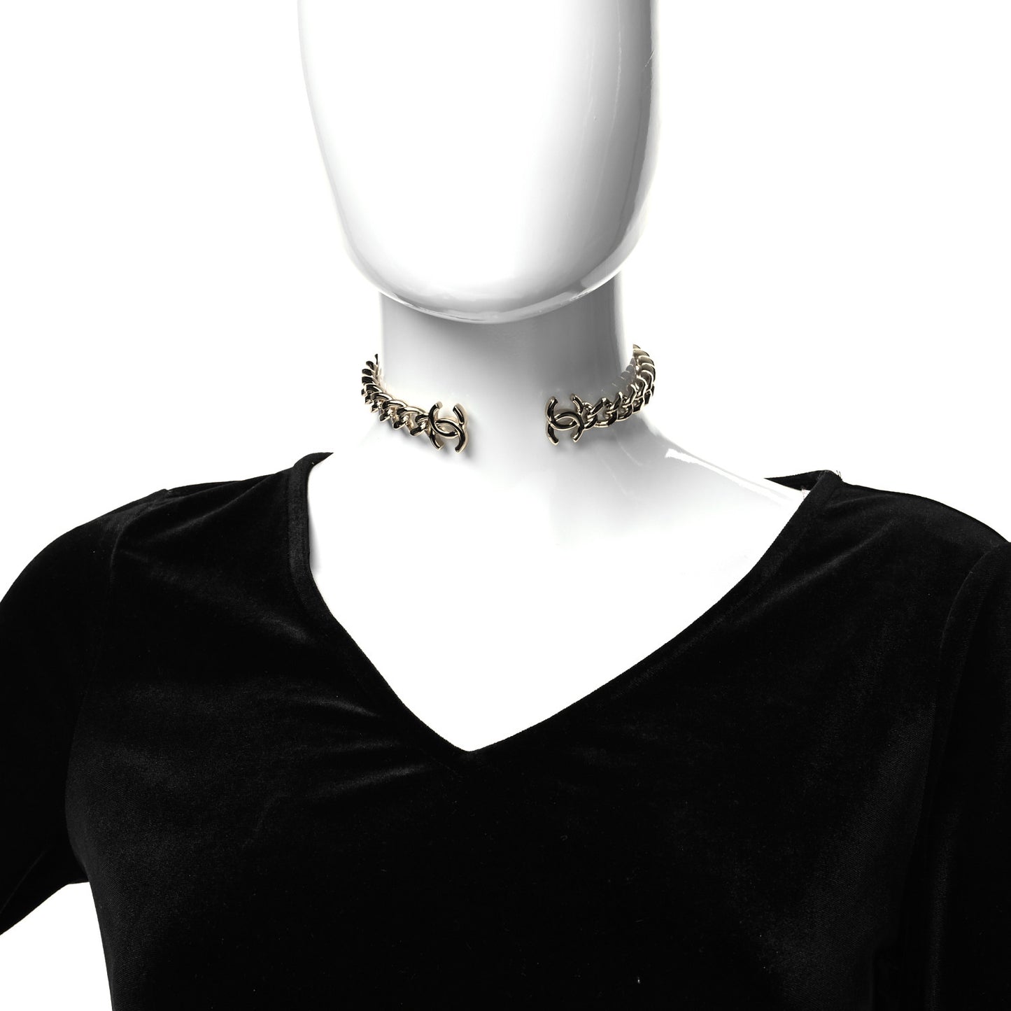 Metal CC Chain Link Choker Necklace M Gold