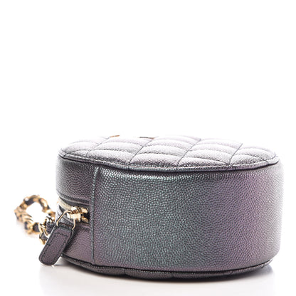 Chanel Iridescent Caviar Quilted Round Clutch With Chain Black 4 of 8