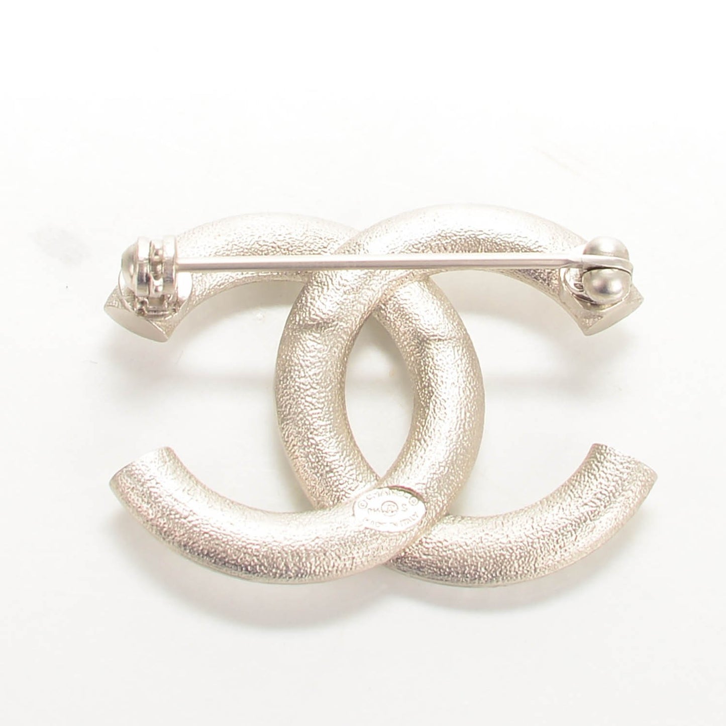 Baguette Crystal CC Brooch Silver