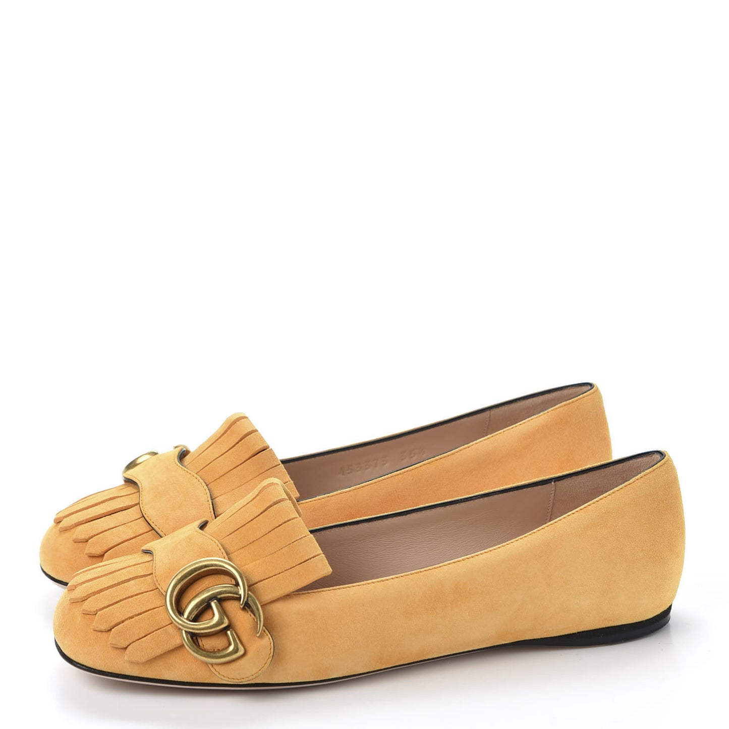 Kid Scamosciato GG Marmont Fringe Flats 35.5 Crystal Copper