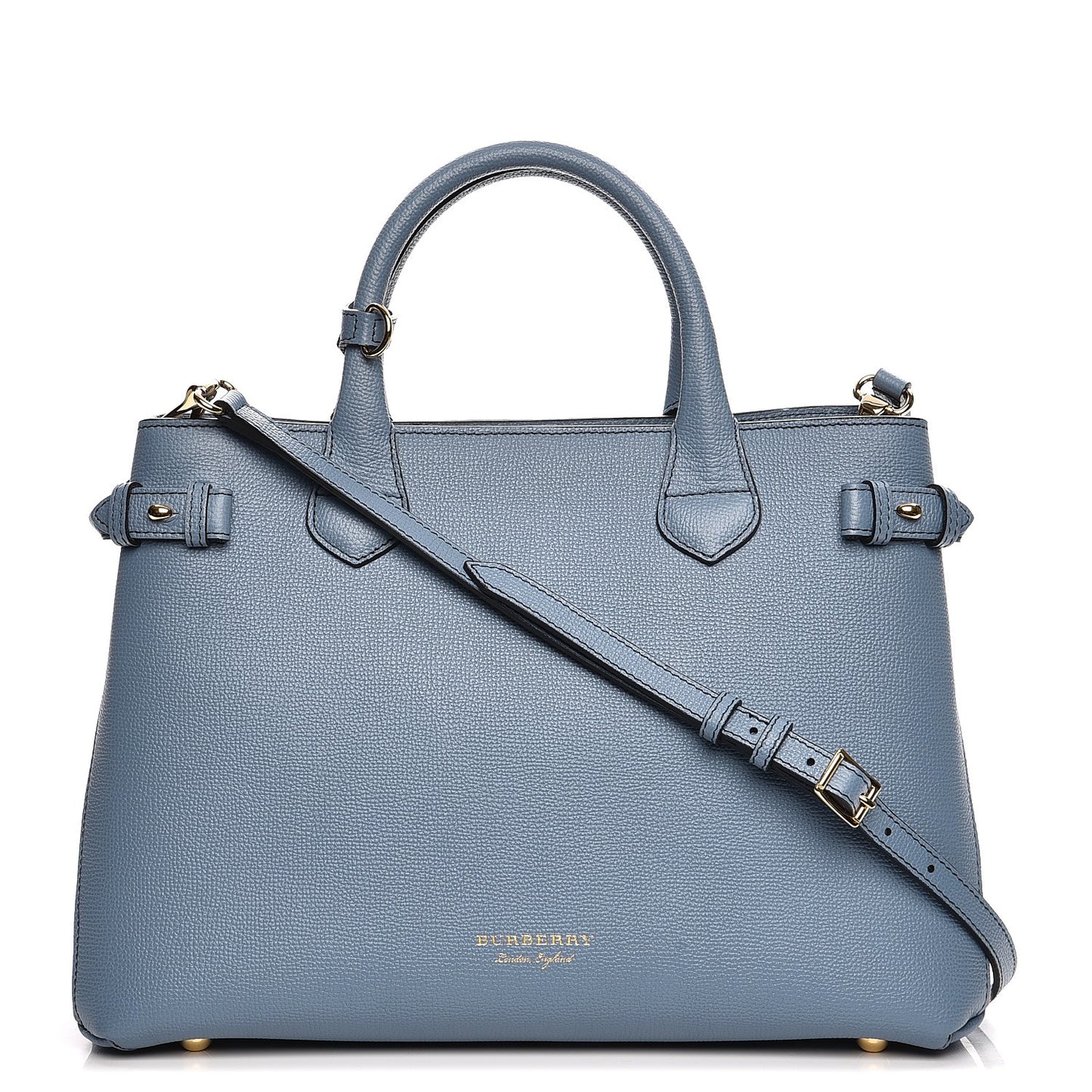 Derby Calfskin House Check Medium Banner Tote Slate Blue