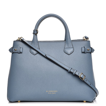 Burberry Derby Calfskin House Check Medium Banner Tote Slate Blue 1 of 9