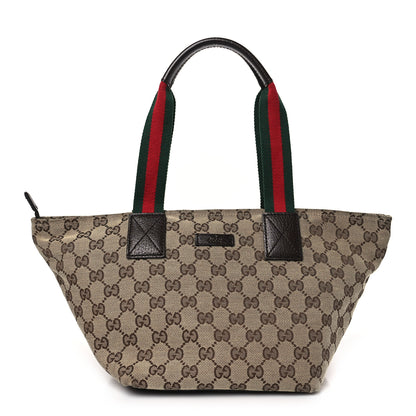 Gucci GG Monogram Small Web Handle Bucket Tote Dark Brown 1 of 9