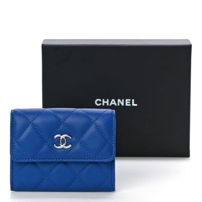 Chanel Lambskin Quilted Flap Card Holder Blue 12 of 12