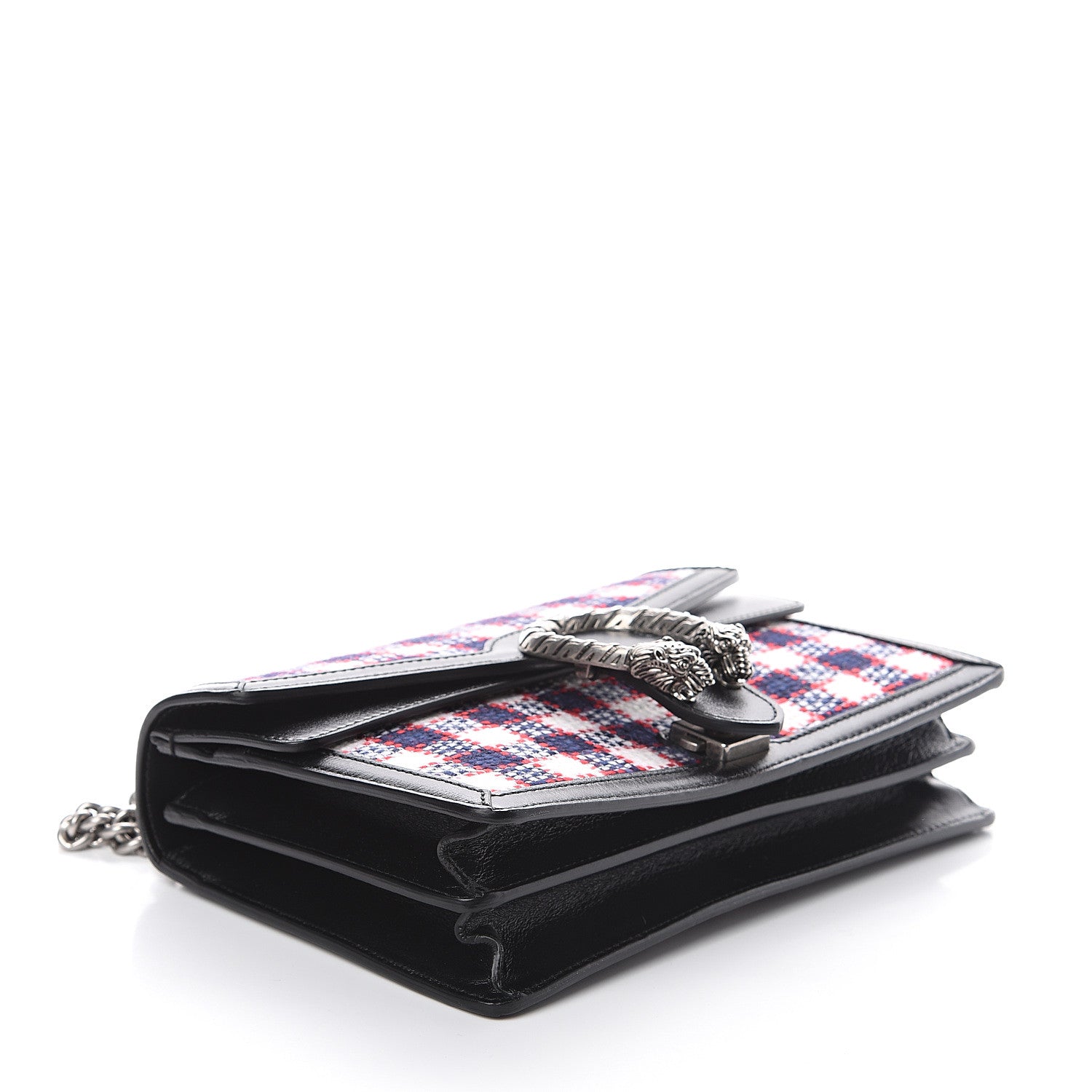 Gucci Vintage Tweed Check Small Dionysus Shoulder Bag White Hibiscus Red Marine 3 of 8