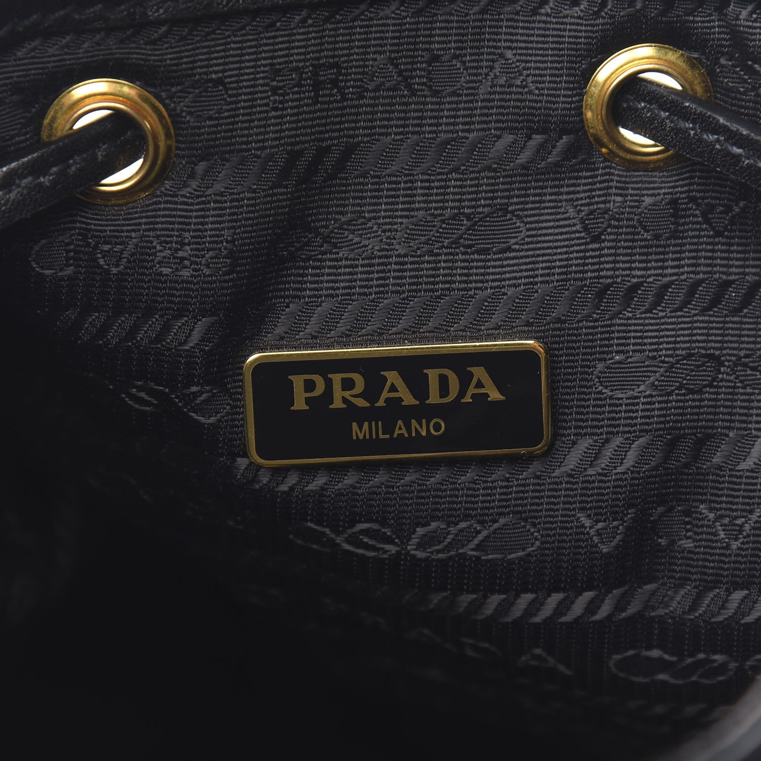 Prada Jacquard Logo Mini Bucket Crossbody Bag Black 5 of 9