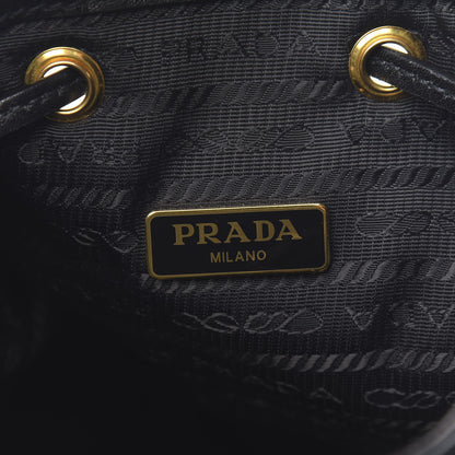 Prada Jacquard Logo Mini Bucket Crossbody Bag Black 5 of 9
