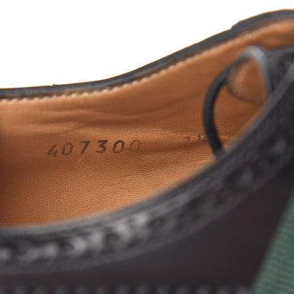 Gucci Calfskin Web Bee Embroidered Mens Wingtip Derby Loafers 7.5 Black 8 of 11